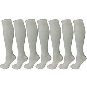 7 Pair All White Ladies Compression Socks Moderate
